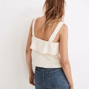 Madewell Cream Ruffled Backless Tank Top